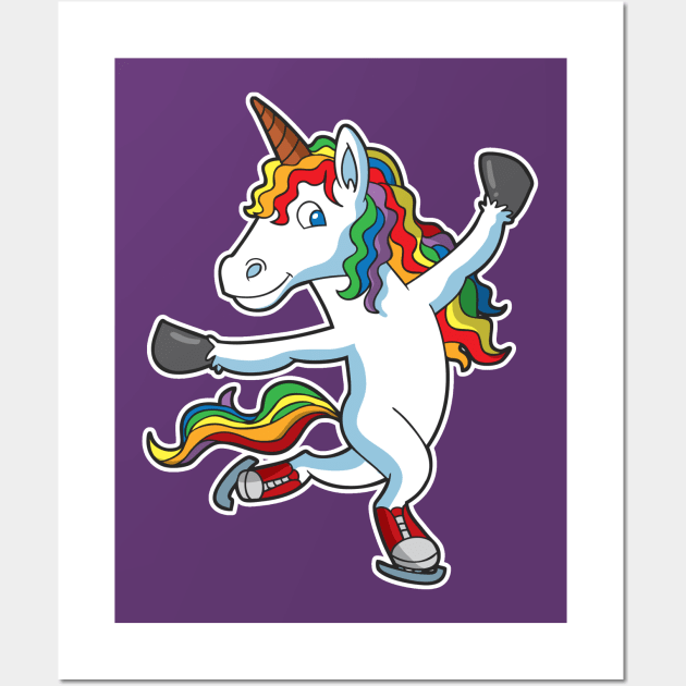 Ice Skate Unicorn Figure Skater Skating Wall Art by E